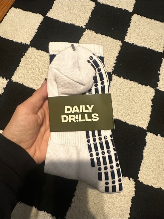 Daily Drills Other - Daily Drills White Crew PILATES Socks with Navy grip Dots NWT